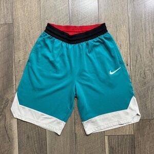 YK Nike Dri-FIT Teal White Red Basketball Athletic Gym Shorts Mens S Drawstrings